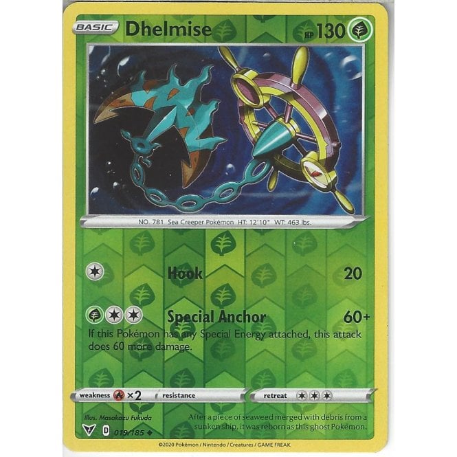 Pokemon Trading Card Game 019185 Dhelmise Reverse Holo Swsh 04 Vivid Voltage Trading Card 