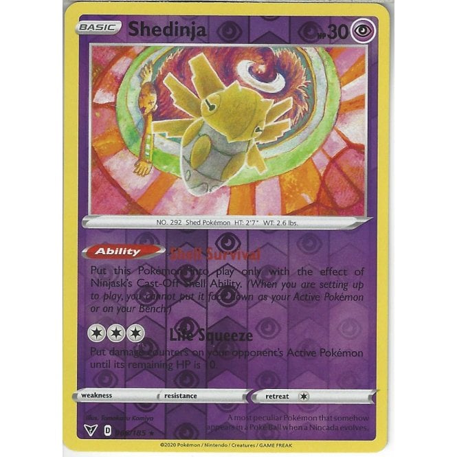 Pokemon Trading Card Game 066185 Shedinja Rare Reverse Holo Card Swsh 04 Vivid Voltage 