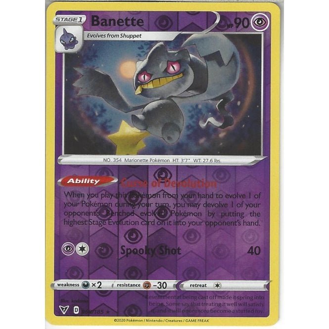 Pokemon Trading Card Game 068185 Banette Reverse Holo Swsh 04 Vivid Voltage Trading Card 