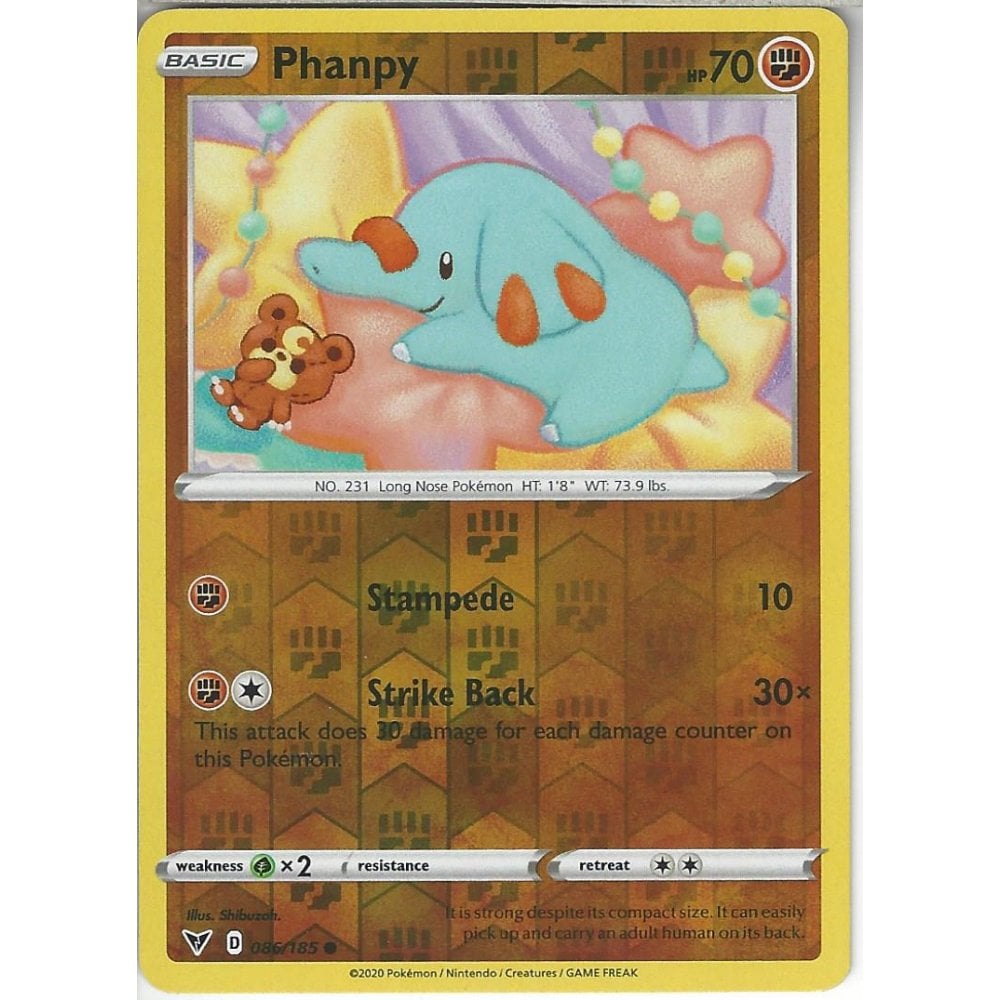 Pokemon Trading Card Game 086185 Phanpy Common Reverse Holo Card Swsh 04 Vivid Voltage 