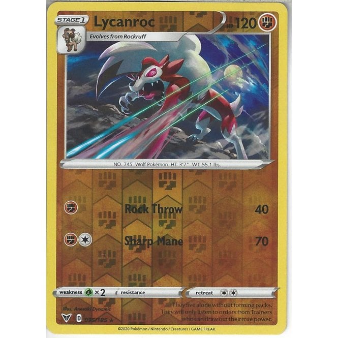 Pokemon Trading Card Game 095185 Lycanroc Reverse Holo Swsh 04 Vivid Voltage Trading Card 