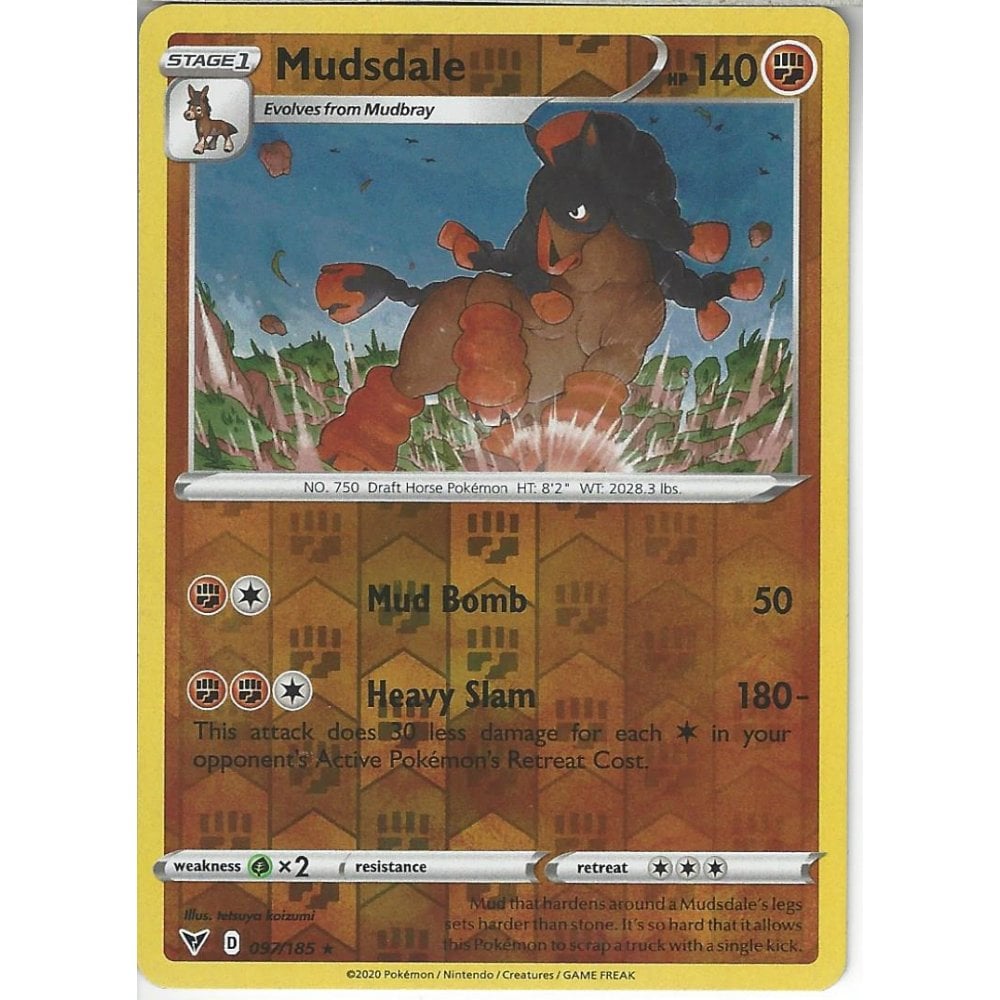 Pokemon Trading Card Game 097185 Mudsdale Reverse Holo Swsh 04 Vivid Voltage Trading Card 