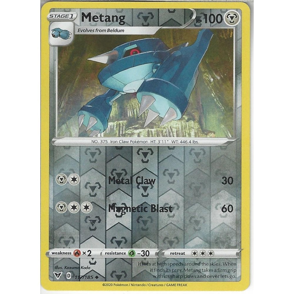 Pokemon Trading Card Game 117185 Metang Uncommon Reverse Holo Card Swsh 04 Vivid Voltage 