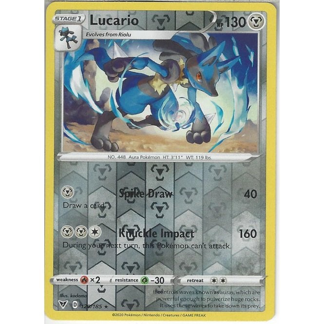 Pokemon Trading Card Game 120185 Lucario Reverse Holo Swsh 04 Vivid Voltage Trading Card 