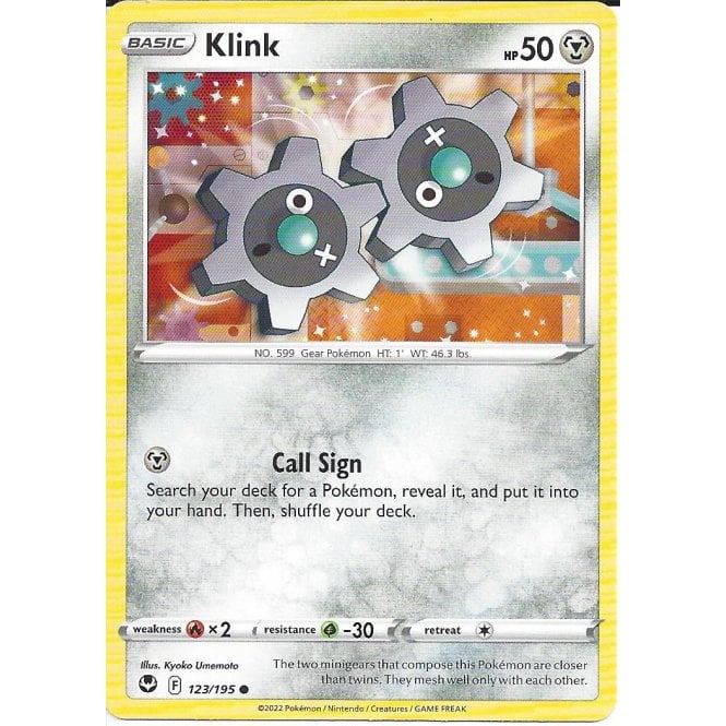 Pokemon Trading Card Game Pokemon Trading Card Game  123/195 Klink : Common Card : SWSH-12 Silver Tempest