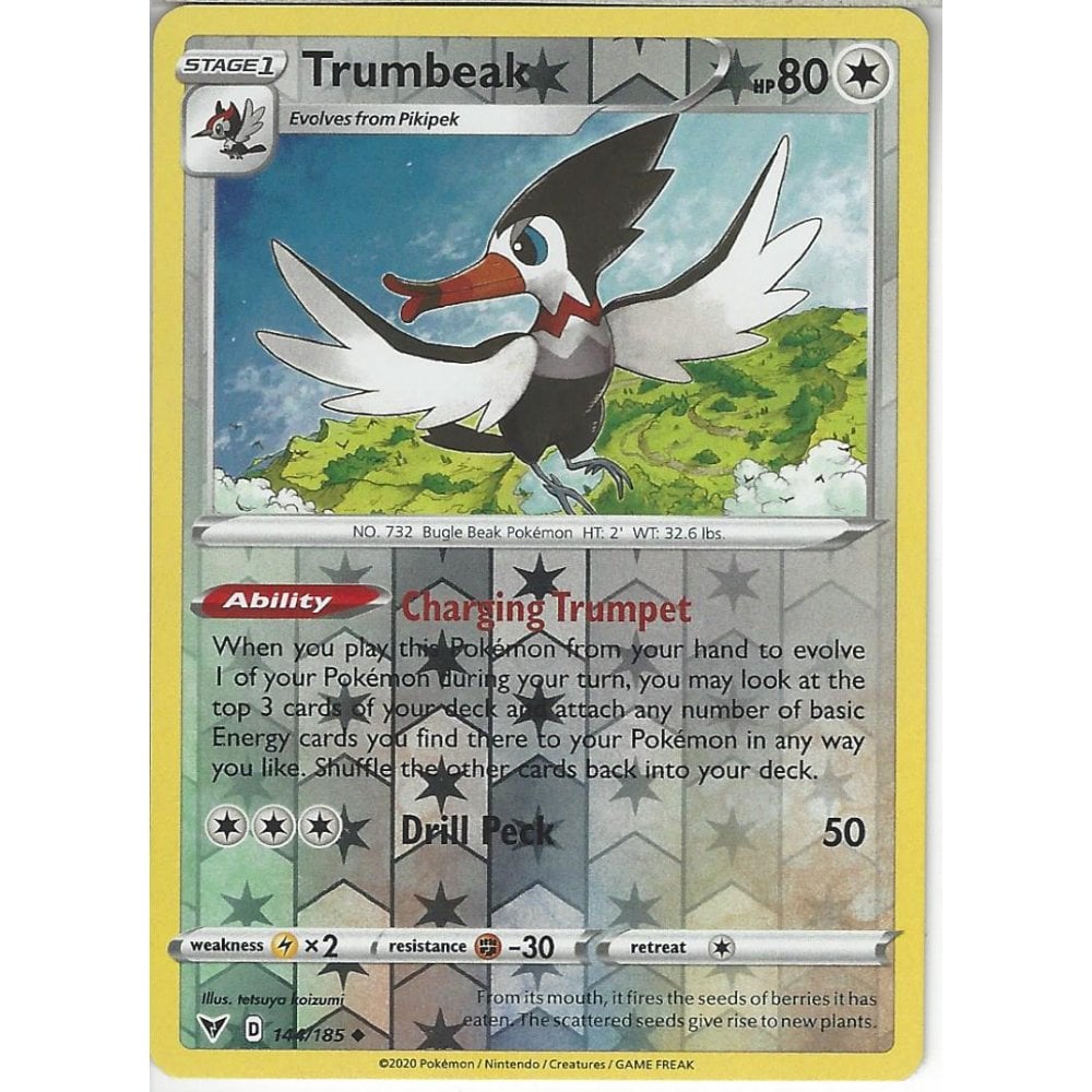 Pokemon Trading Card Game 144185 Trumbeak Reverse Holo Swsh 04 Vivid Voltage Trading Card 