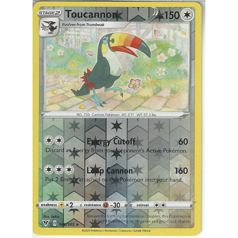 Pokemon Trading Card Game 145185 Toucannon Reverse Holo Swsh 04 Vivid Voltage Trading 