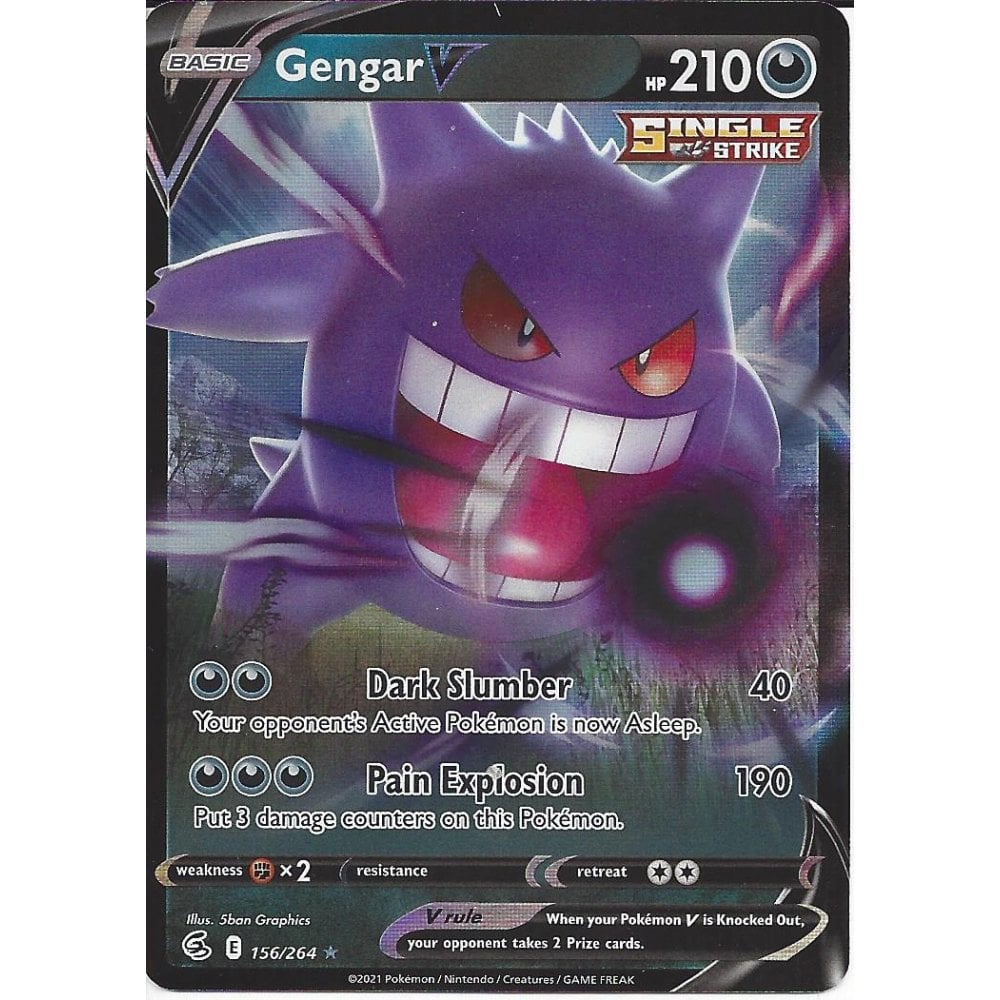 Pokemon Trading Card Game 156/264 Gengar V : Rare Holo V Card : SWSH-08  Fusion Strike - Trading Card Games from Hills Cards UK