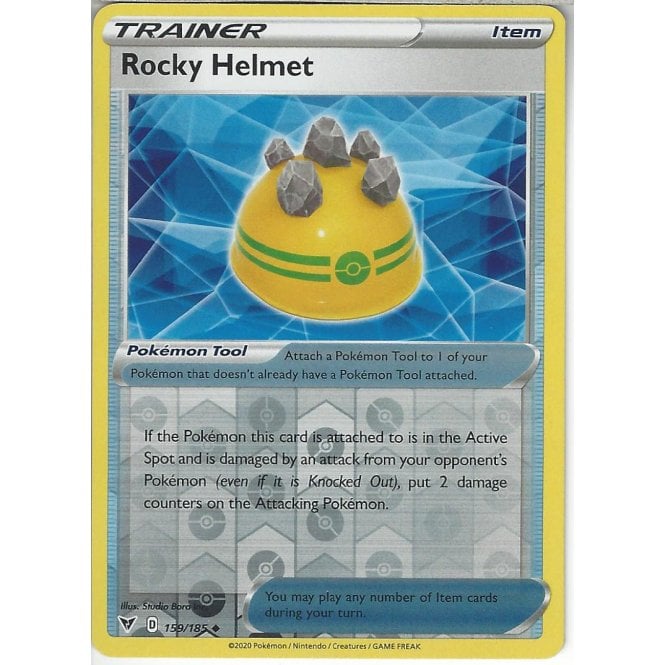 Pokemon Trading Card Game 159185 Rocky Helmet Uncommon Reverse Holo Card Swsh 04 Vivid 