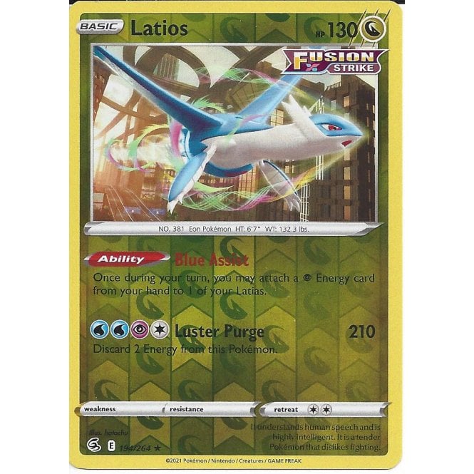 Pokemon Trading Card Game Pokemon Trading Card Game  194/264 Latios (Reverse Holo) : SWSH-08 Fusion Strike