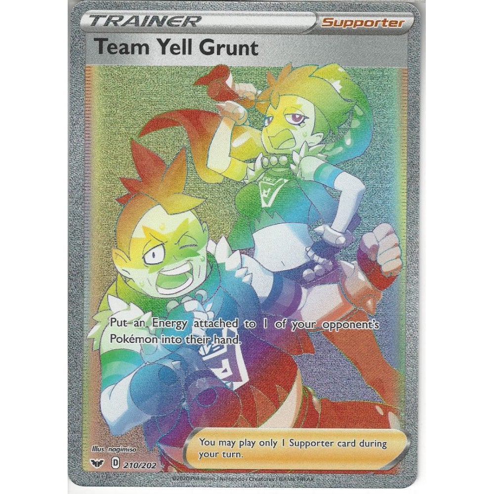 Pokemon Trading Card Game 210 2 Team Yell Grunt Rainbow Rare Card Sword Shield Base Set Trading Card Games From Hills Cards Uk